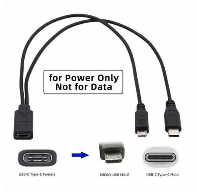 Alt view image 4 of 7 - Type-C USB-C Female to Type-C USB-C USB 3.1 & Micro USB Male Splitter Extension Charge Cable