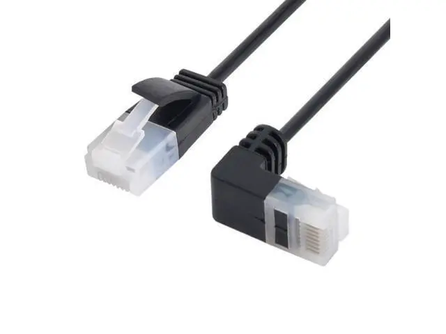 Alt view image 3 of 6 - 2.0M Ultra Slim Cat6 Ethernet Cable RJ45 Down Angled to Straight UTP Network Cable Patch Cord 90 Degree Cat6a Lan for Laptop Router TV BOX