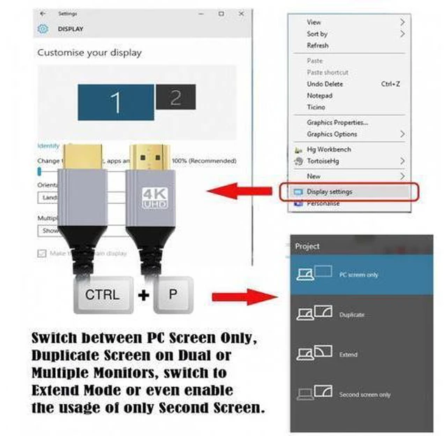 Alt view image 6 of 7 - 0.3m HDMI 2.0 Male to HDMI Type-A Male 4K 60hz Cable with Sleeve Straight Connector for HDTV Computer Laptop Monitor