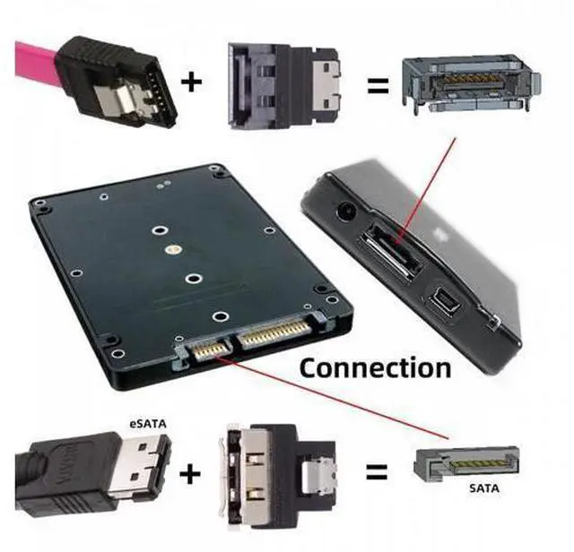 Alt view image 3 of 6 - 2pcs/lot SATA 7Pin Male to ESATA Female & External ESATA to SATA Adapter Extender for SSD Disk