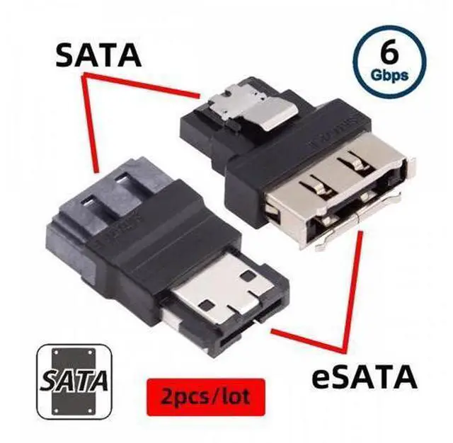 Alt view image 4 of 6 - 2pcs/lot SATA 7Pin Male to ESATA Female & External ESATA to SATA Adapter Extender for SSD Disk