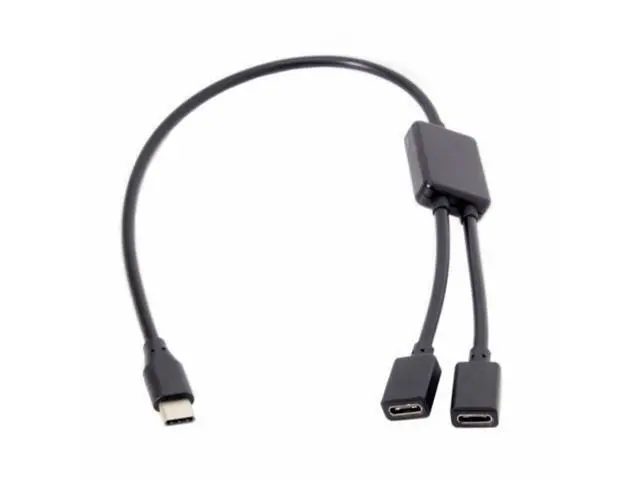 Alt view image 2 of 7 - USB 2.0 Type-C USB-C to Dual Ports 1-to-2 USB-C Female Hub Cable 480Mbps For Laptop PC Mouse Flash Disk