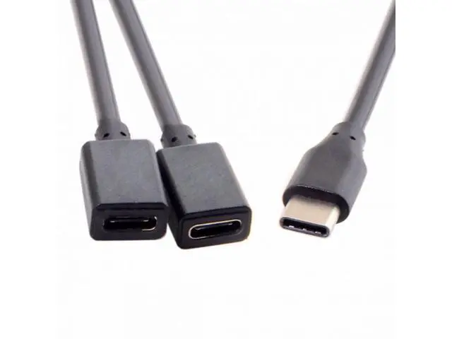 Alt view image 5 of 7 - USB 2.0 Type-C USB-C to Dual Ports 1-to-2 USB-C Female Hub Cable 480Mbps For Laptop PC Mouse Flash Disk