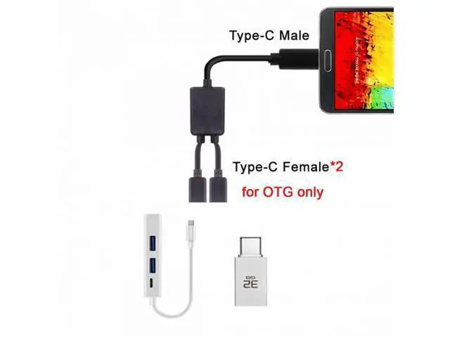 Alt view image 6 of 7 - USB 2.0 Type-C USB-C to Dual Ports 1-to-2 USB-C Female Hub Cable 480Mbps For Laptop PC Mouse Flash Disk