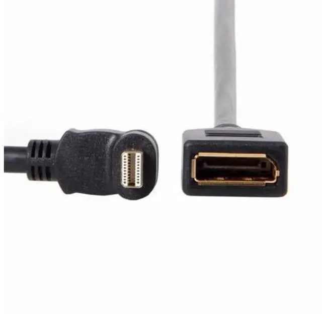 Main image of Down Angled Mini DP DisplayPort 90 Degree to DisplayPort Female Cable for Displays Monitors