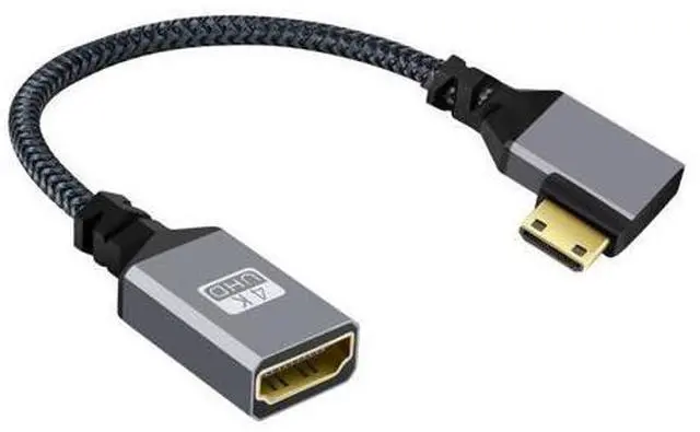 Alt view image 2 of 7 - HKCY 4K Type-C MINI HDMI 1.4 Male 90 Degree Right Angled to HDMI Female Extension Cable for DV MP4 Camera DC Laptop