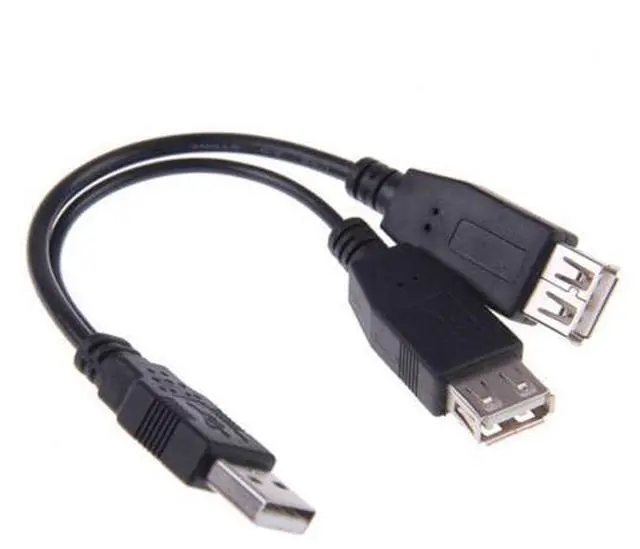 Alt view image 3 of 5 - USB 2.0 A Male to Dual Data USB 2.0 A Female + Power Cable USB 2.0 A Female Extension Cable 20cm U2-236