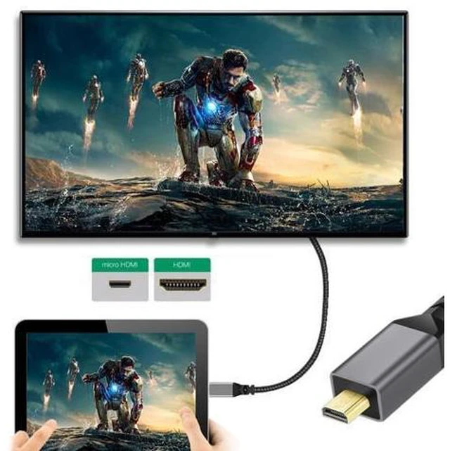 Alt view image 4 of 7 - HKCY 4K Type-D Micro HDMI 1.4 Male 90 Degree Up Angled to HDMI Female Extension Cable for DV MP4 Camera DC Laptop