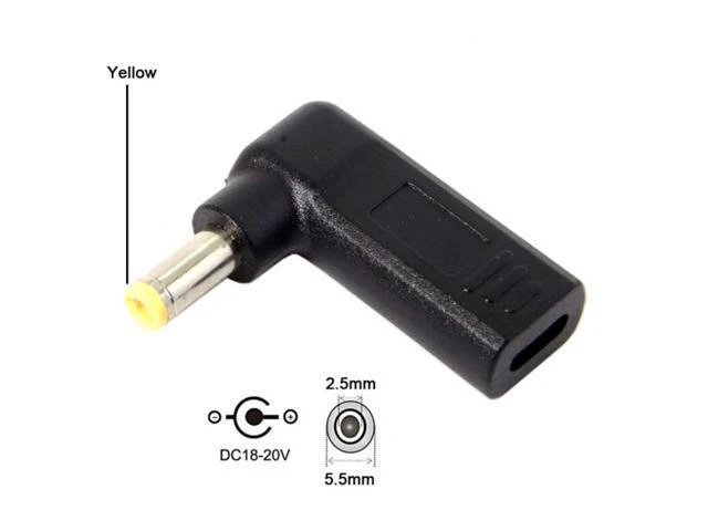 Alt view image 2 of 5 - USB 3.1 Type C USB-C to 5.5*2.5mm Adapter 90 Degree Angled