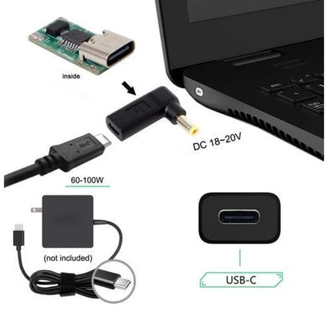 Alt view image 5 of 5 - USB 3.1 Type C USB-C to 5.5*2.5mm Adapter 90 Degree Angled