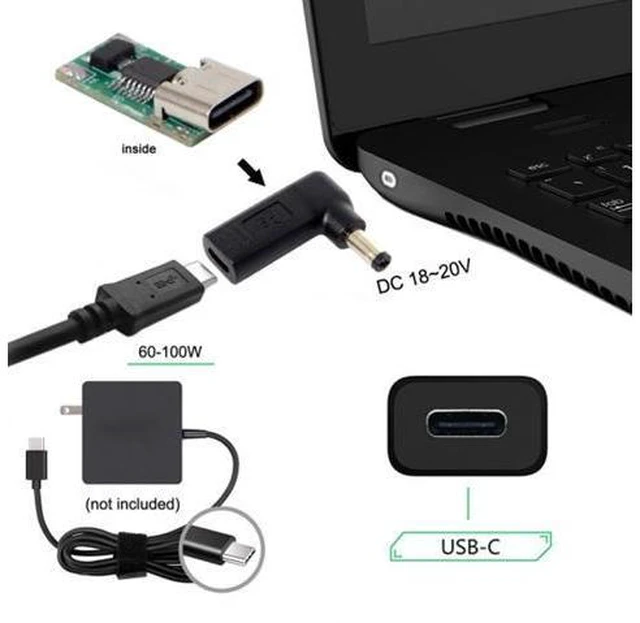 Alt view image 4 of 4 - CY USB 3.1 Type C USB-C to 5.5 2.1mm Adapter 90 Degree Angled