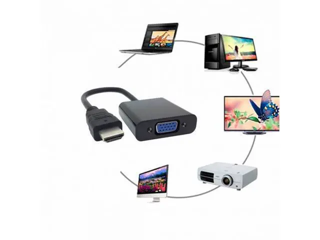 Alt view image 6 of 7 - hdmi input to VGA female output projectors monitors adapter PC Laptop Black