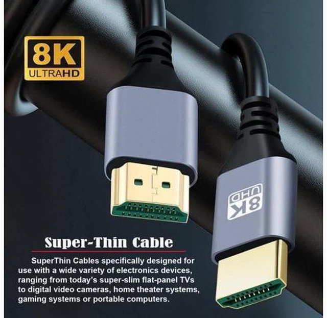 Alt view image 3 of 7 - HKCY HDMI 2.1 Ultra Thin HDTV Cable 8K 4K Hyper Super Flexible Slim Cord High Speed Type-A Male to Male for Computer HDTV