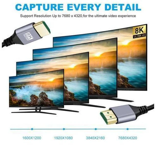 Alt view image 5 of 7 - HKCY HDMI 2.1 Ultra Thin HDTV Cable 8K 4K Hyper Super Flexible Slim Cord High Speed Type-A Male to Male for Computer HDTV