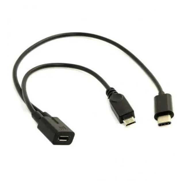 Main image of SM Micro USB Female to USB-C Type C USB 3.1 & Micro USB Male Splitter Extension Charge Cable