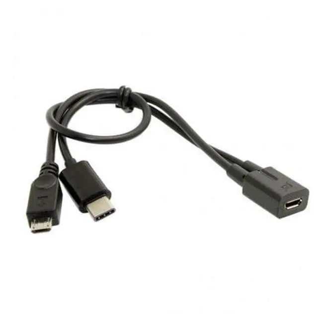 Alt view image 5 of 6 - SM Micro USB Female to USB-C Type C USB 3.1 & Micro USB Male Splitter Extension Charge Cable