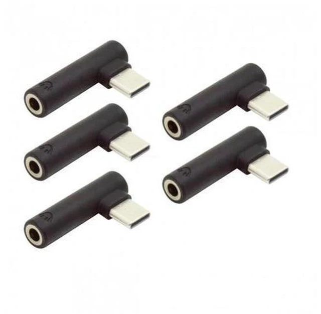 Alt view image 3 of 7 - HKCY UC-030 5pcs/set Type-C to 3.5mm Earphone Adapter 90 Degree Angled Type USB-C 3.1 Male to AUX Audio Female