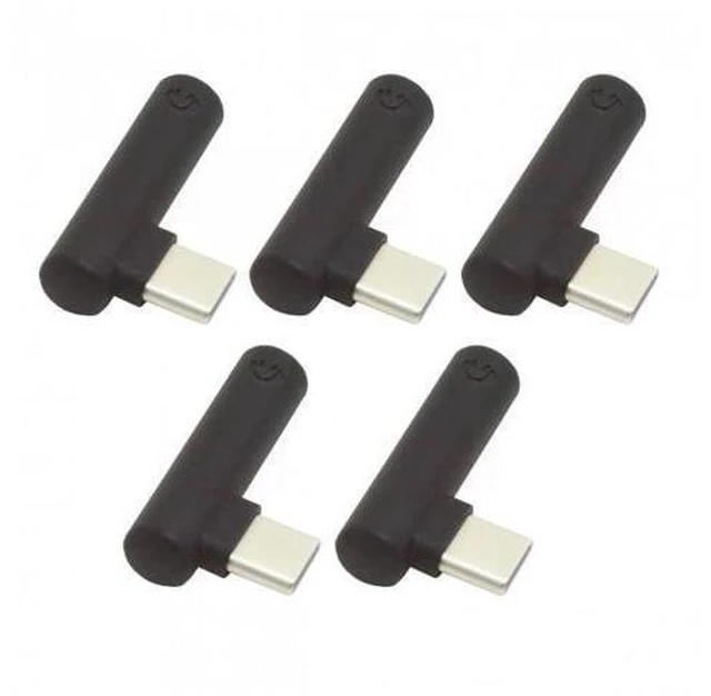 Main image of HKCY UC-030 5pcs/set Type-C to 3.5mm Earphone Adapter 90 Degree Angled Type USB-C 3.1 Male to AUX Audio Female