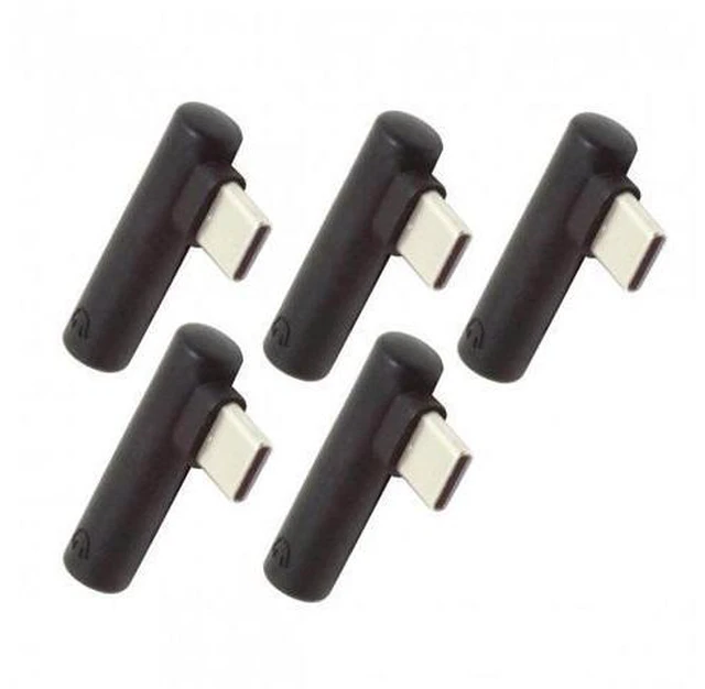 Alt view image 2 of 7 - HKCY UC-030 5pcs/set Type-C to 3.5mm Earphone Adapter 90 Degree Angled Type USB-C 3.1 Male to AUX Audio Female