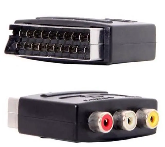 Alt view image 3 of 6 - Audio Video Composite 3 RCA AV to Scart 21pin Adapter for Microsoft Xbox & Europe HDTV RC-115