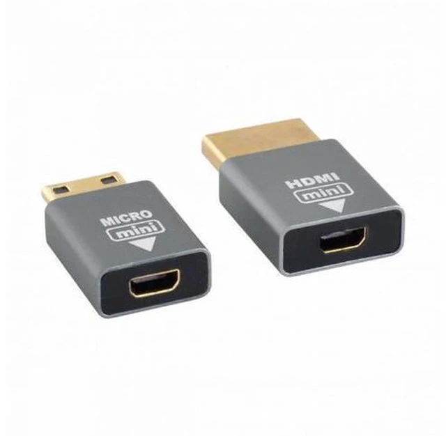 Alt view image 3 of 7 - 2pcs/set Compatible Micro HDMI Female to Mini Male HDMI 1.4 Male Adapter 4K@60hz
