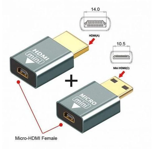 Alt view image 4 of 7 - 2pcs/set Compatible Micro HDMI Female to Mini Male HDMI 1.4 Male Adapter 4K@60hz