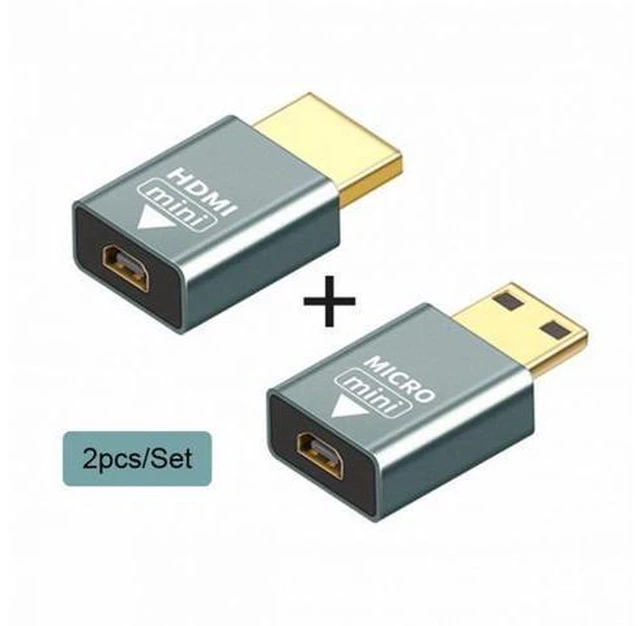 Alt view image 5 of 7 - 2pcs/set Compatible Micro HDMI Female to Mini Male HDMI 1.4 Male Adapter 4K@60hz