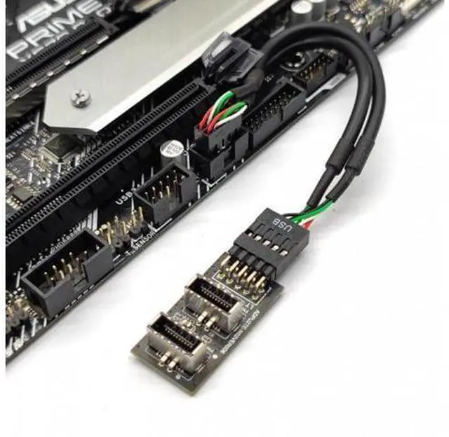 Main image of Dual USB 3.1 Front Panel Socket Key-A Type-E to USB 2.0 9Pin 10Pin Mainboard Header Male Cable Extension Adapter