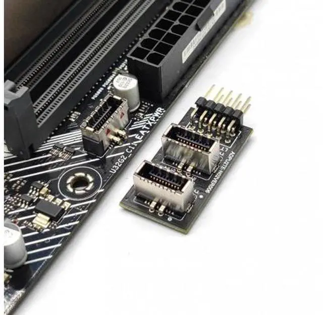 Alt view image 5 of 7 - Dual USB 3.1 Front Panel Socket Key-A Type-E to USB 2.0 9Pin 10Pin Mainboard Header Male Cable Extension Adapter