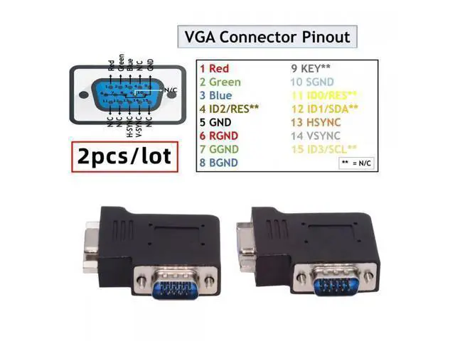 Alt view image 2 of 7 - 2pcs/lot Left & Right Angled 90 Degree VGA RGB HDB15Pin Screw Type Male to Female Nut Type Extension Adapter for Monitor Displays