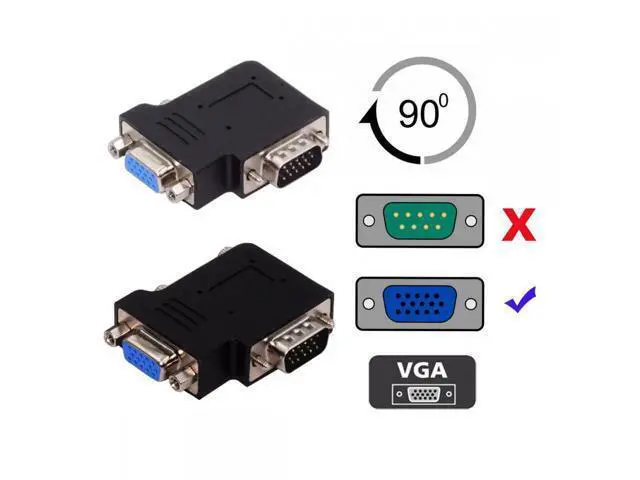 Alt view image 5 of 7 - 2pcs/lot Left & Right Angled 90 Degree VGA RGB HDB15Pin Screw Type Male to Female Nut Type Extension Adapter for Monitor Displays