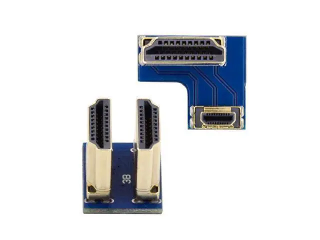 Alt view image 2 of 7 - HKCY 2pcs/set HDMI to Micro HDMI Type A to Type-D Male Connector Socket for Raspberry PI 3B/3B+/4B Opposite U Shape Back Angled