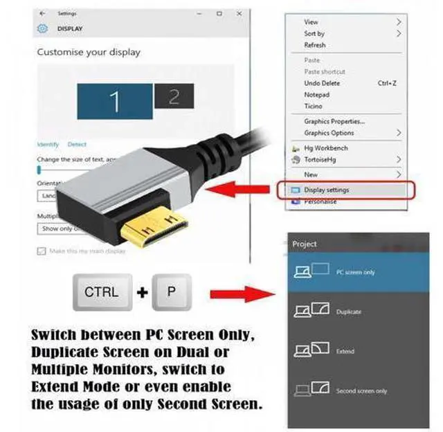 Alt view image 7 of 7 - 90 Degree Right Angled Mini HDMI 2.1 Ultra Thin HDTV Cable 8K 4K Hyper Super Flexible Slim Cord Type-A to Type-C for Camera HDTV
