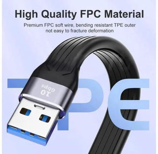 Alt view image 7 of 7 - 10Gbps USB 3.1 Type C Female to USB3.0 Type A Male Flat Slim FPC Data Cable 13cm for Laptop Phone