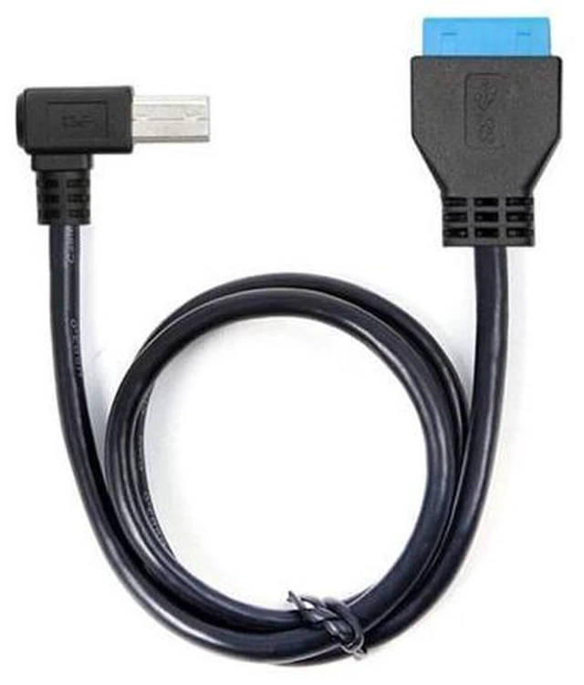 Alt view image 4 of 7 - HKCY U3-060 90 Degree Left angled USB 3.0 B Type Male to 3.0 Motherboard 19pin Header Cable 50cm