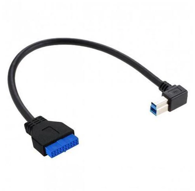 Alt view image 5 of 7 - HKCY U3-060 90 Degree Left angled USB 3.0 B Type Male to 3.0 Motherboard 19pin Header Cable 50cm