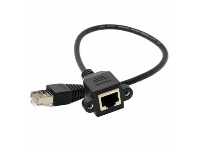 Alt view image 3 of 7 - 30cm 8P8C FTP STP UTP Cat 5e Male to Female Lan Ethernet Network Extension Cable with Panel Mount Holes