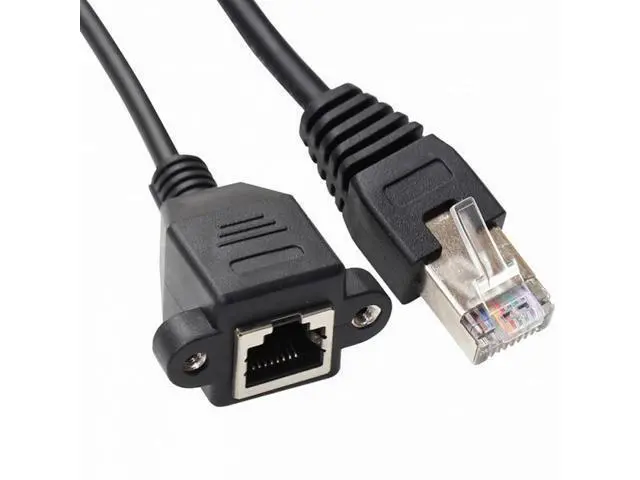 Alt view image 4 of 7 - 30cm 8P8C FTP STP UTP Cat 5e Male to Female Lan Ethernet Network Extension Cable with Panel Mount Holes