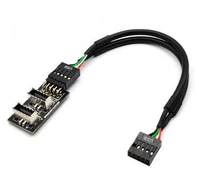 Alt view image 3 of 7 - Dual USB 3.1 Front Panel Socket Key-A Type-E to USB 2.0 9Pin 10Pin Mainboard Header Male Cable Extension Adapter