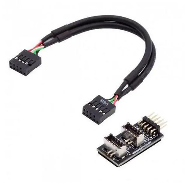 Alt view image 4 of 7 - Dual USB 3.1 Front Panel Socket Key-A Type-E to USB 2.0 9Pin 10Pin Mainboard Header Male Cable Extension Adapter