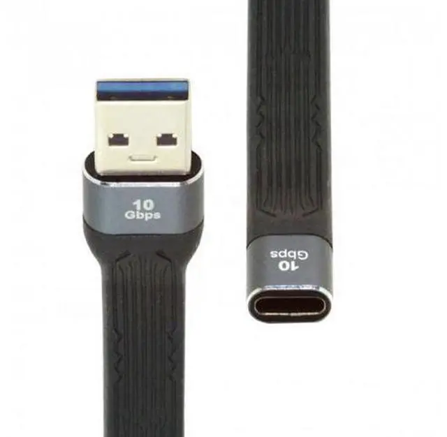 Alt view image 4 of 7 - 10Gbps USB 3.1 Type C Female to USB3.0 Type A Male Flat Slim FPC Data Cable 13cm for Laptop Phone