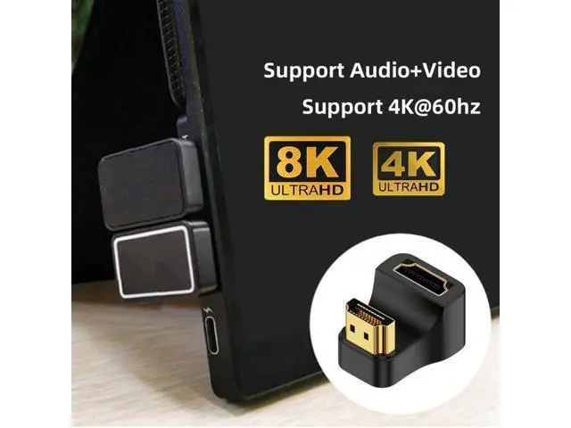 Alt view image 7 of 7 - HKCY HDMI Male Type-A to HDMI Female Port Savers 360 Degree Up Opposite U Shape Back Angled Extension Adapter Converter