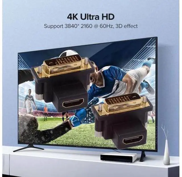 Alt view image 4 of 7 - 2pcs/lot Up & Down Angled 90 Degree DVI Male to HDMI Female 4K Adapter for Computer HDTV Graphics Card