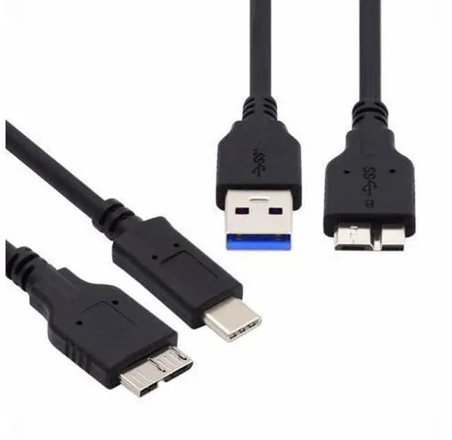 Alt view image 2 of 7 - 2pcs/set USB 3.1 Type-C USB-C to Micro 3.0 and USB 3.0 Type-A Male to Micro 3.0 B Male Disk SSD Data Cable 15cm