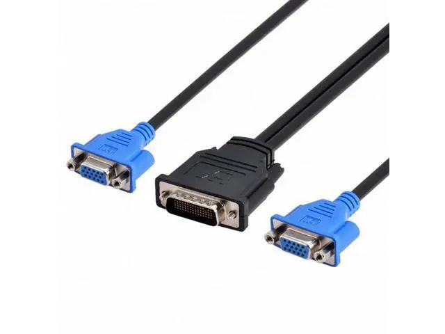 Alt view image 7 of 7 - DMS-59pin Male to Dual 15Pin VGA RGB Female Splitter Extension Cable for PC Graphics Card