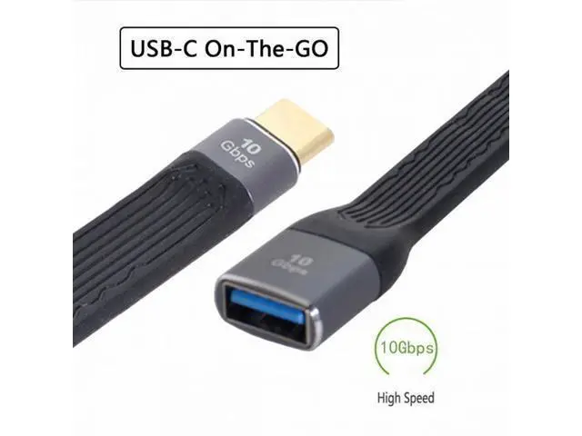 Alt view image 3 of 7 - USB 3.1 Type-C Male Host to USB3.0 Type A Female OTG Flat Slim FPC Data Cable 13cm for Laptop Phone