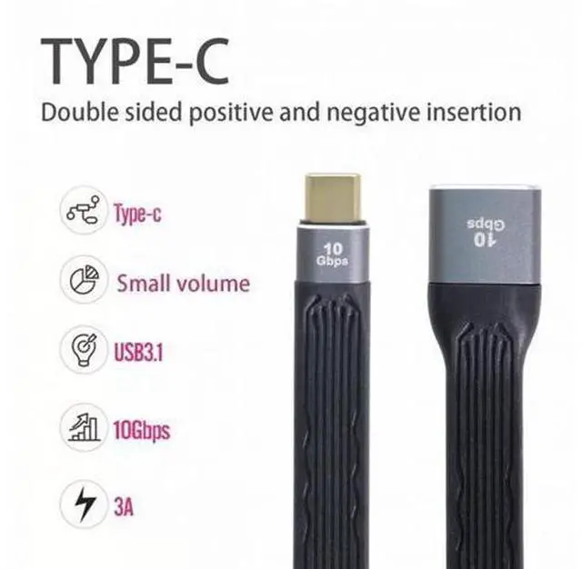 Alt view image 4 of 7 - USB 3.1 Type-C Male Host to USB3.0 Type A Female OTG Flat Slim FPC Data Cable 13cm for Laptop Phone
