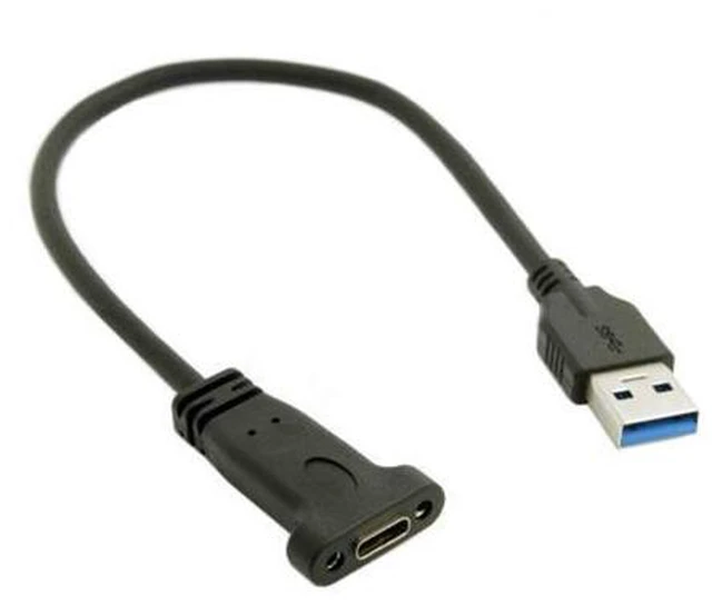 Alt view image 4 of 5 - HKCY UC-042 USB-C USB 3.1 Type C Female to USB 3.0 A Male Data Cable 20cm with Panel Mount Screw Hole