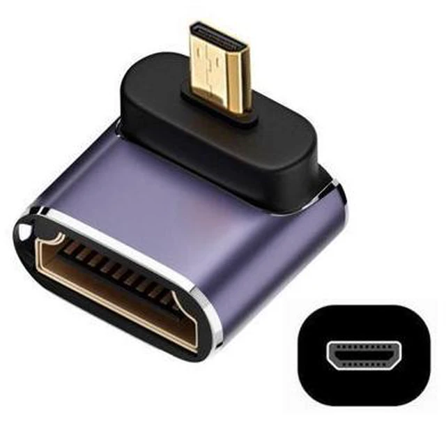 Main image of HKCY Down Angled Micro HDMI Male to HDMI 2.1 Female UHD Extension Gold Converter Adapter Support 8K 60hz HDTV