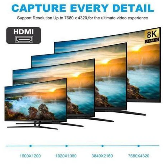 Alt view image 7 of 7 - HKCY Down Angled Micro HDMI Male to HDMI 2.1 Female UHD Extension Gold Converter Adapter Support 8K 60hz HDTV